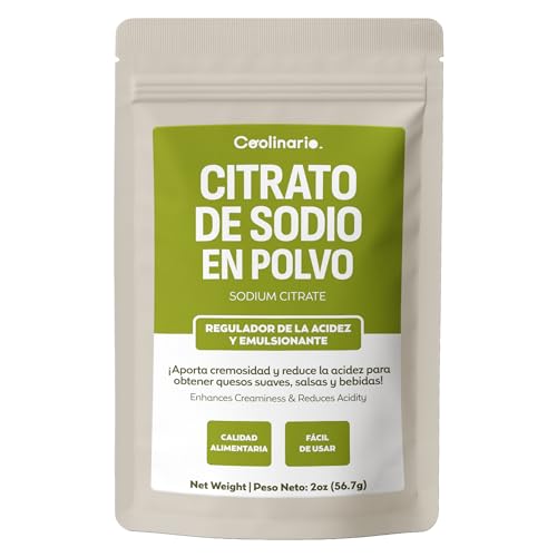 Coolinario Citrato de Sodio en Polvo (56 g) Emulsionante y Regulador de pH para Quesos, Salsas y Bebidas | Aporta Cremocidad | Cocina Molecular | Grado Alimenticio