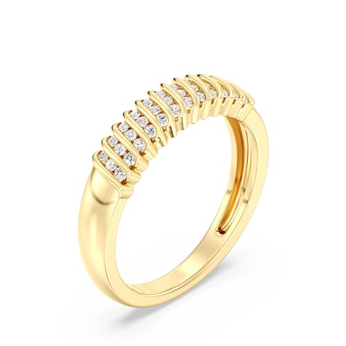 GILDED 14K Gold Plated 925 Sterling Silver Statement Band Ring for Women | Lab Grown Diamond Anniversary Wedding Ring | 1/4 & 1/2 Carat Diamonds | Size 72