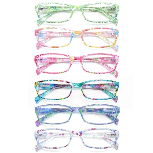 Image of Henotin 6-Pack Reading Glasses Blue Light Blocking Anti Eyestrain Computer Reading Glasses for Women and Men Readers (Mix Color-D, 2.50, Diopters)