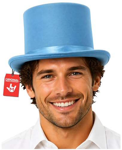 Nicky Bigs Novelties Black Top Hats For Men Magician Hat Victorian Hat Steampunk TopHat Costume Hats For Adults- Blue