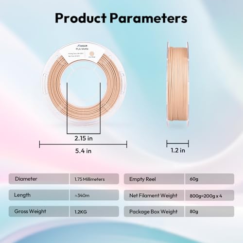 Image of AMOLEN PLA Matte 3D Printer Filament Bundle, PLA 1.75mm Craftsman Color Quartet Set, Porcelain White /Terracotta /Delft Blue /Sand Beige, 200g X 4 Spools