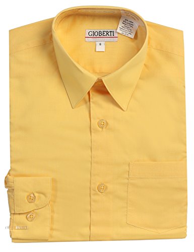 Image of Gioberti Boy's Long Sleeve Dress Shirt + Solid Tie, Bow Tie, and Hanky