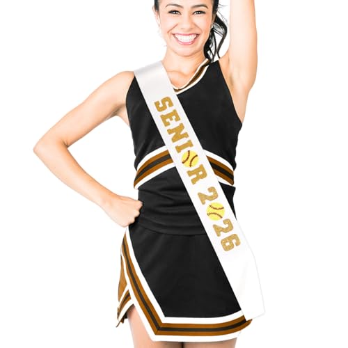 Serencatcher Senior Softball Sash 2025, Senior Sashes Class of 2025 Softball, Cheer Senior Graduation Cheerleader Satin Sash White for Softball Graduation Senior Night Party Decorations