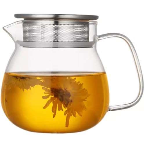 TAMUME Théière en verre avec couvercle en acier inoxydable 500 ml