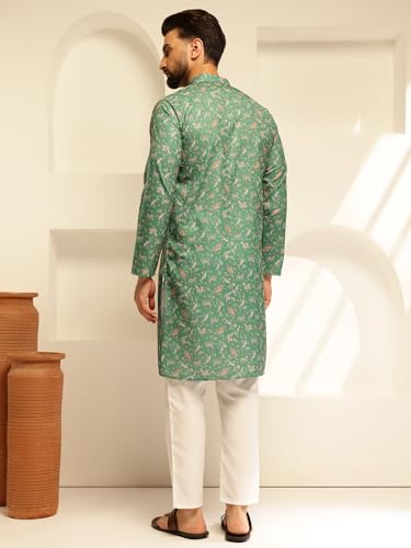 Image of SOJANYA Men Cotton blend Regular Fit(Since 1958)Daman Embroidered Long Kurta