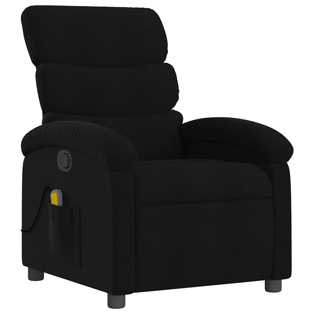 vidaXL Massagesessel ohne Netzadapter, Sessel Verstellbare Rückenlehne, Fernsehsessel Relaxsessel mit Vibrationsfunktion, Liegesessel Polstersessel Ruhesessel, Schwarz Stoff