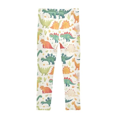 KLL Set Cartoon Watercolor Dinosaurs Toddler Girls Cotton Leggings Casual Full Length Yoga Pants Gym2