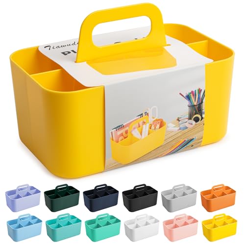 Image of Tiawudi Multipurpose Caddy Organizer, Plastic Caddy with Handle, Stackable Desk Organizer for Stationery, Marker and Pencil, Office Supplies Organizer, Dorm Caddy