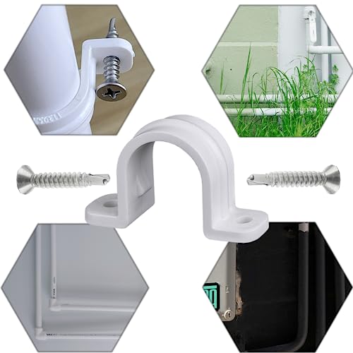 30 Pcs conduit pipe strap clamp,Plastic pipe clamps SCH 3/4 inches(25 MM), Two Hole plastic pipe clip Non-metallic conduit pipe conduit clamps pipe clamp PVC conduit clips