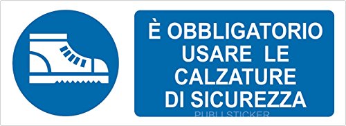 Cartello Obbligo Calzature Di Sicurezza – Vsafety 41091bj-s, Autoadesivo, 450x150 Mm, Blu, Conforme A EN ISO 7010