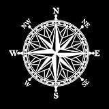 Calcomanías de letras iconos de brújula y rosa de los vientos 67.2x67.4cm Personalización personalizada Blanco