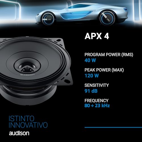 Audison APX 4 – Paar 2-Wege-Koaxiallautsprecher 100 mm für Autos mit maximaler Leistung 120W und Pressfaser-Membran für lineare Wiedergabe – Bild 5