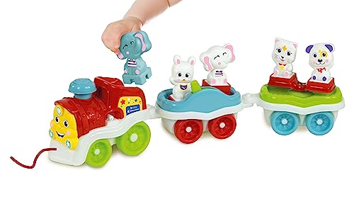 Clementoni - Mon Petit Train 3 en 1 - Jouet à Tirer Enfant - Amusement Langage et Coordination - Jeu Enfant Educatif - Ecoute Apprends et Joue avec Les Animaux