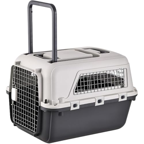 AngodaIペットキャリー IATA基準品 小型〜大型犬・猫に適合 航空輸送可能 キャスター・ハンドル付き 通気性良好 水ボウル付き 尿パッド付き (48*53*70cm)