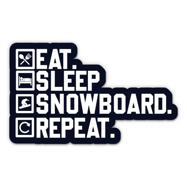 Eat Sleep Snowboard Repeat Sticker - Snowboarding Vinyl Decal - 3 in