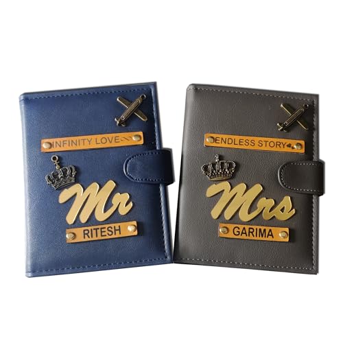 Image of Synthetic Leather Unisex Lightweight Magnetic Closure Passport Covers (Blue and Grey)