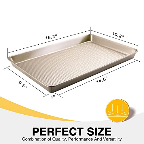 Jelly Roll Pan 15X10 - Hongbake Commercial Cookie Sheets For Baking With Diamond Texture Surface, 57% Thicker Carbon Steel Baking Sheet For Oven, Nonstick Cooking Tray #TOP3