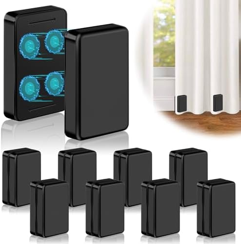 16 Pcs Outdoor Curtain Weights, 8 Pairs Upgrade to Heavier Magnetic Drapery Weights, Plastic Wrapped Waterproof Curtain Magnets for Home Decor, Outside Curtain, Tablecloth, Patio, Shower Curtains