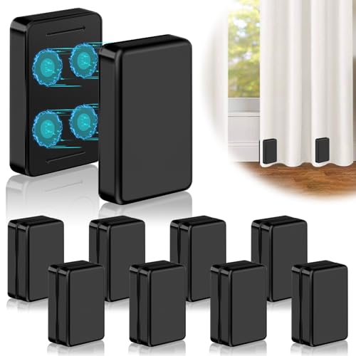 16 Pcs/52oz Outdoor Curtain Weights 8 Pairs Upgrade to Heavier Magnetic Drapery Weights Plastic Wrapped Waterproof Curtain Magnets for Home Decor Outside Curtain Tablecloth Patio Shower Curtains