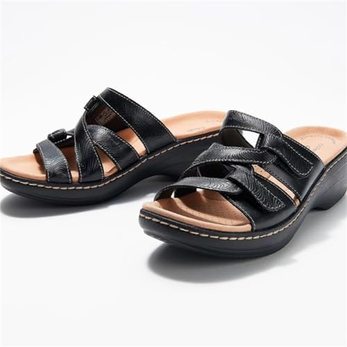 Summer Sandals for Women 2025 Orthopedic Open Toe Sandals Adjustable Strap Slip On Slippers Leather Platform Shoes3