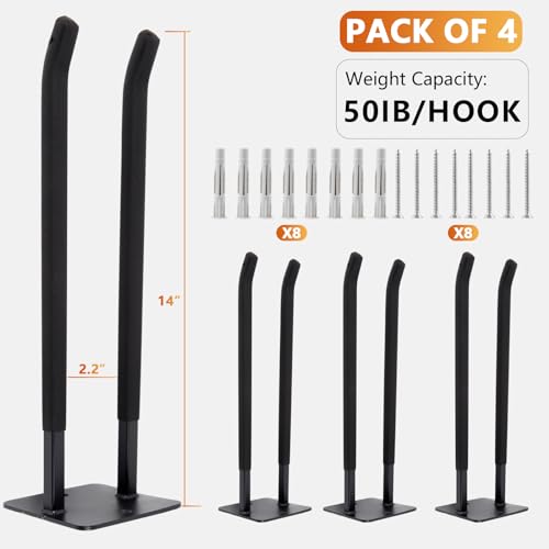 Sinoer 4 Pack Steel Wall Mount Double Garage Storage Hooks by Sinoer - Used condition - Image 7
