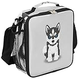 Husky Dog Kids Lunch Box Cute Dog Insulated Lunch Bag Tote for Girls Boys Cooler Freezable Meal Prep Bag with Shoulder Strap Waterproof Lunch Container for School Office Picnic