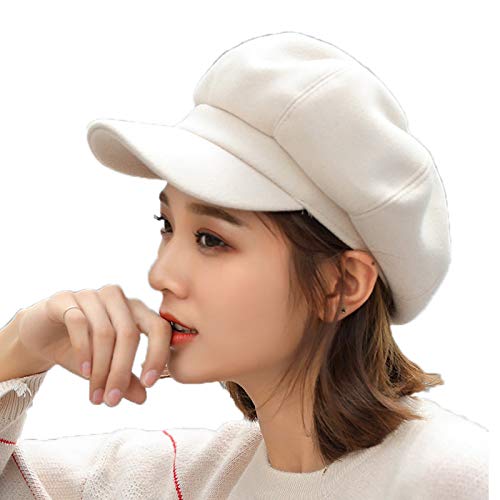 Elonglin Boina de Lã com Forro Feminina Boné Cap Europeu Chapéu Cap de Lã com Forro Ouono Inverno 5