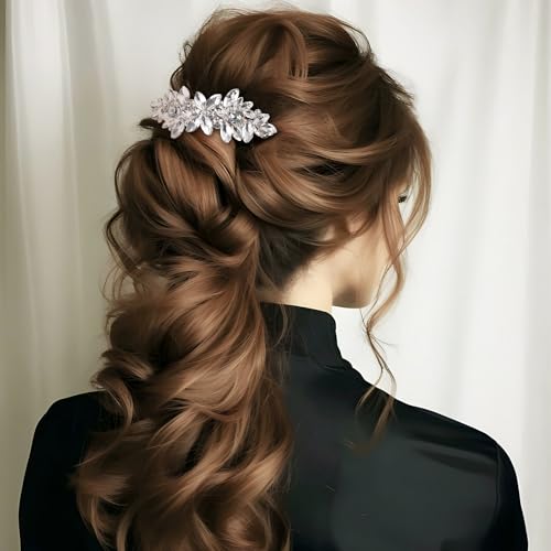 Pinza para cabello de cristal plata brillante para boda miniatura 5