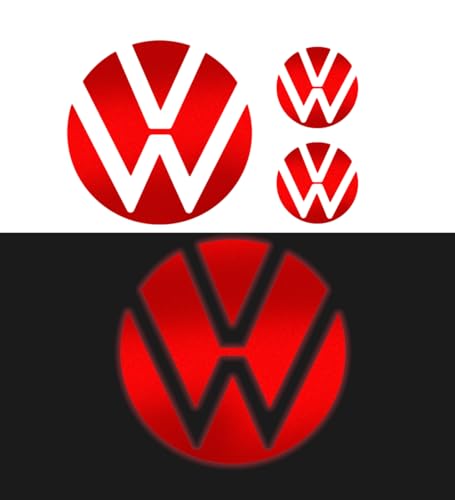 Image of IPG Decal Made for VW 2021 Passat Polo Tiguan Golf Rear /Front Emblem Logo Decals Stickers Set (4 Units) (Reflective Red)