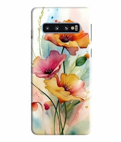 Image of Printed Hard Back Case Cover & Compatible for Samsung Galaxy S10 | Flower Painting Art (Multicolor) - D1187