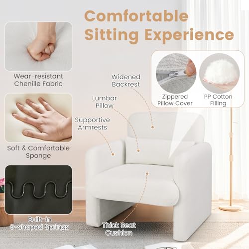 Sillón Chenille Blanco Plegable miniatura 7