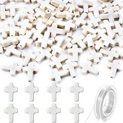 100pcs White Cross Beads 12x16mm