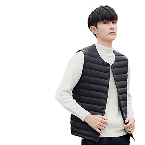 Men Ultra Light Down Vest Portable V-Neck Sleeveless Coat Winter Without Collar Warm Liner #TOP1