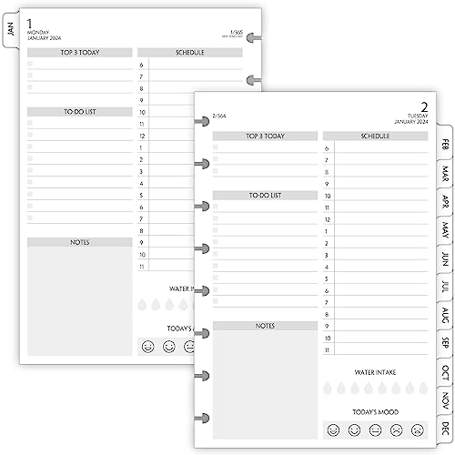 2024 Daily Planner Refills For 8Discbound Junior Size