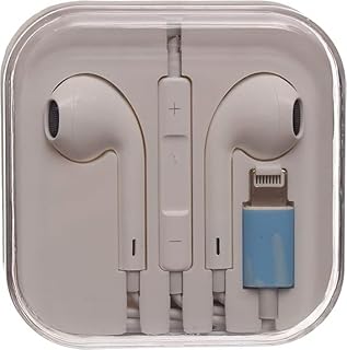 سماعة اذن بسلك لايتنين لموبايل ايفون 8/7 - E-08 - ابيض - E-08