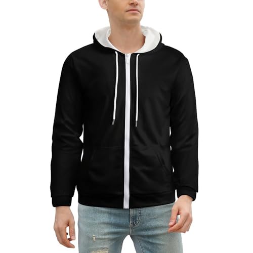 Fall Men's Long Sleeve Zip Up Hoodies Drawstring Hooded Cardigan2