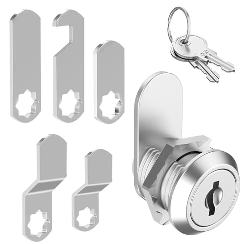 16mm Serrure Boite Aux Lettres avec 5 Plaques de Serrure Différentes et 2 Clés de Sécurité de Came D'armoire pour Boîte Aux Lettres/à Outils, Casier, Classeur