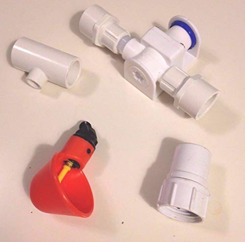 QHXCM for 3PCS Cup Chicken Water System Tees + Low Pressure Regulator + Garden Hose Adapter