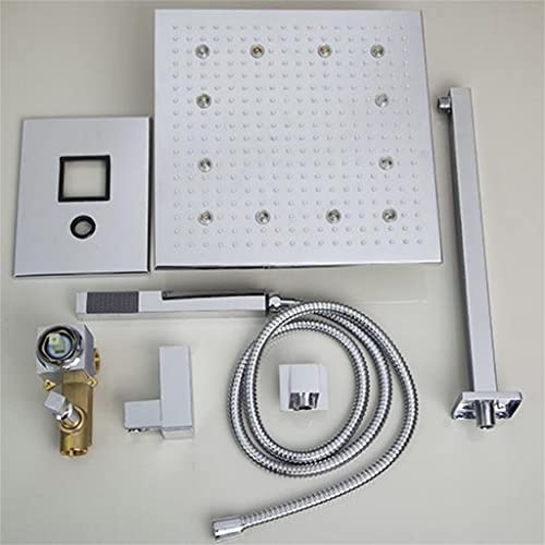Robinet salle de bain ensemble de douche 12 LED jet pluie mural encastré - 4