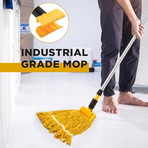 Image of Thyle 3 Pack Stainless Steel Commercial Mop Handle for Floor Cleaning, Mop Stick Replacement with Grip Clamp, Heavy Duty Replacement Pole for Home Garage Office