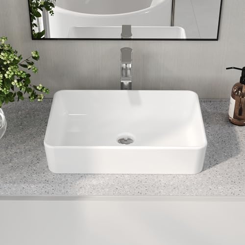 Vasque à Poser Salle de Bain DeerValley Rectangulaire Céramique Lavabo Wc,Blanc lavabo salle de bain 505mm*340mm
