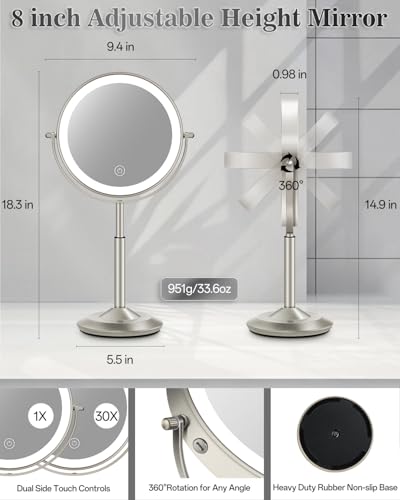Espejo de maquillaje iluminado vpu 30X ajustable miniatura 6