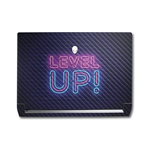 Image of MightySkins Carbon Fiber Skin Compatible with Alienware M17 R5 (2022) Full Wrap Kit - Level Up | Protective, Durable Textured Carbon Fiber Finish | Easy to Apply & Change Styles | Made in The USA
