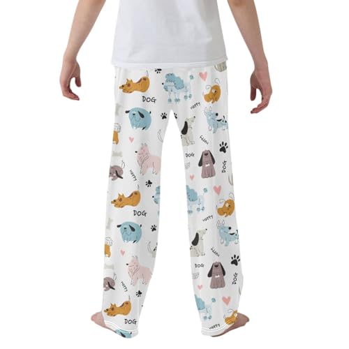 CaTaKu Boys Dog Cute Puppies Paws Pants for Boys Girls Wide Leg Sweatpants Kids Long Bottoms with Pockets Size 6-14Y2