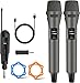 Aveek Micrófono Inalámbrico 2.4G, Set de 2 Micrófonos Inalámbricos Recargables con Receptor, Micrófonos Dinámicos Profesionales para Karaoke, Bodas, DJ, Fiestas, Iglesias, Alcance de 30m, Pack de 2