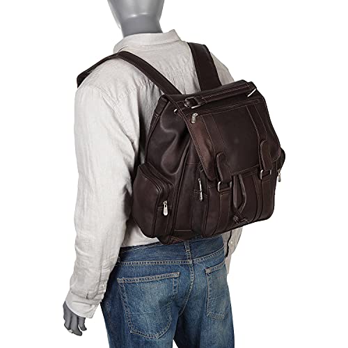 Piel Leather Double Loop Flap-Over Laptop Backpack, Chocolate, One Size #TOP7