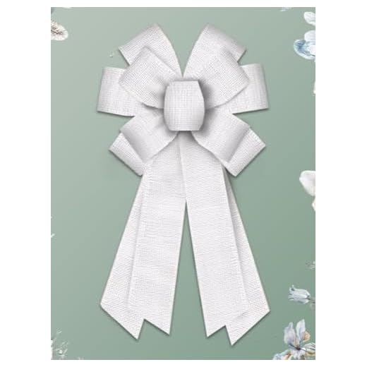 Large Wedding Pew Bows for Wreath, Wedding Anniversary Wreath Bows White Burlap Bows Bridal Shower Craft Bows for Front Door Wedding Events Banquet Decorations Supplies