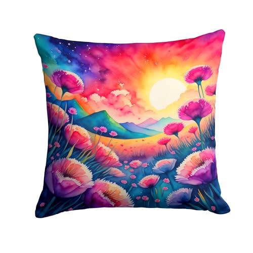 Caroline's Treasures DAC1953PW1818 Colorful Dianthus Fabric Decorative Pillow Machine Washable, Indoor Outdoor Decorative Pillow for Couch, Bed or Patio, 18Hx18W
