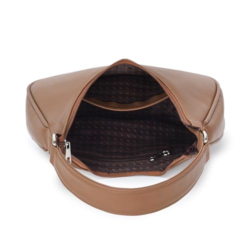 Image of K London Women's Vegan Leather Half Moon Bag | Stylish Black Shoulder Hobo | Compact Baguette Purse for Office, Casual, Party & Travel Use