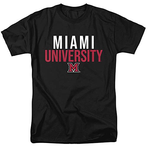 Miami University Official Ohio Stacked Unisex Adult T-Shirt, Black, Large